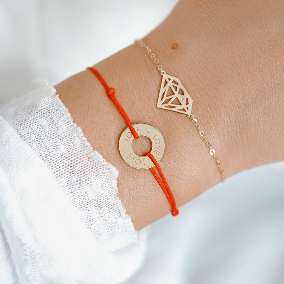 Diamantový náramok so šnúrkou Love Circle