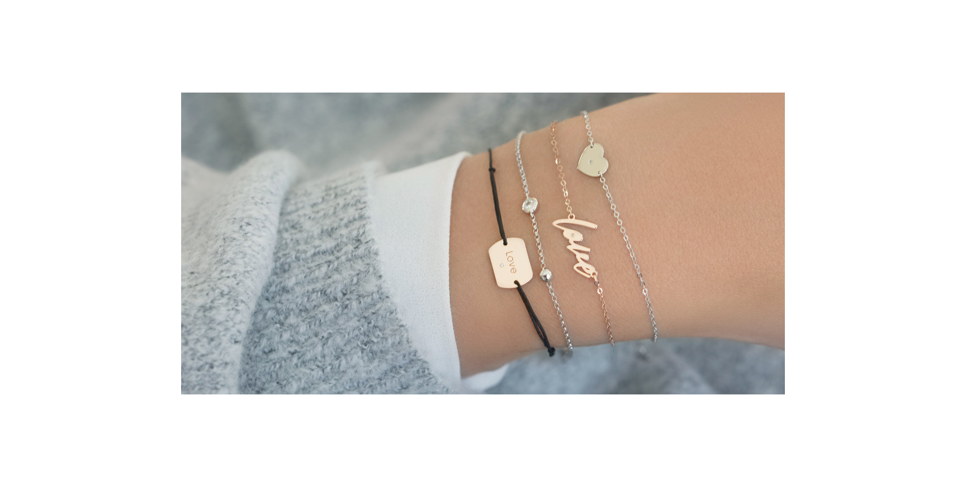 Diamantový náramok so šnúrkou Love Stamp