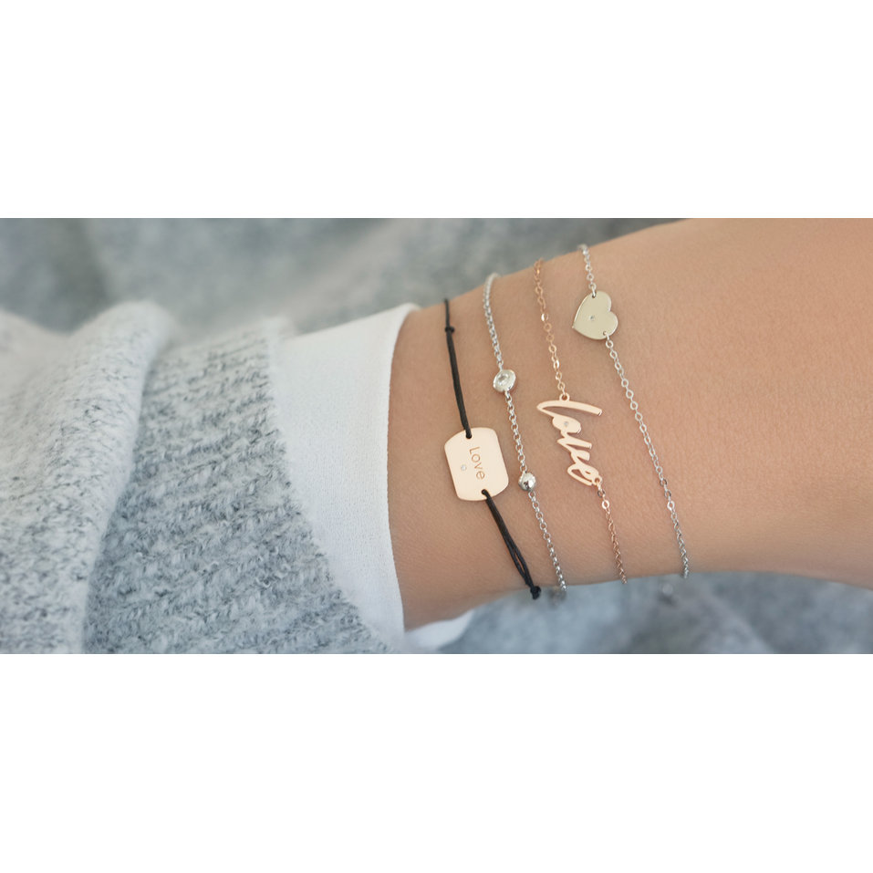 Diamantový náramok so šnúrkou Love Stamp