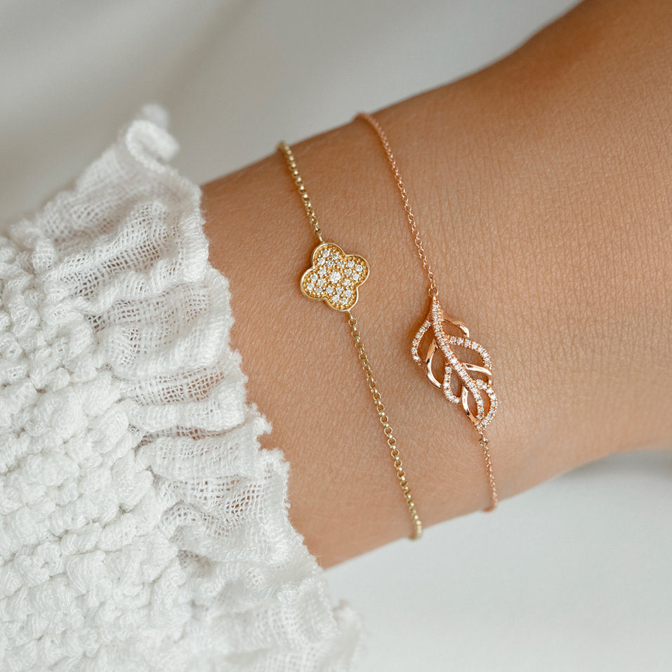 Náramok s diamantmi Shiny Leaf