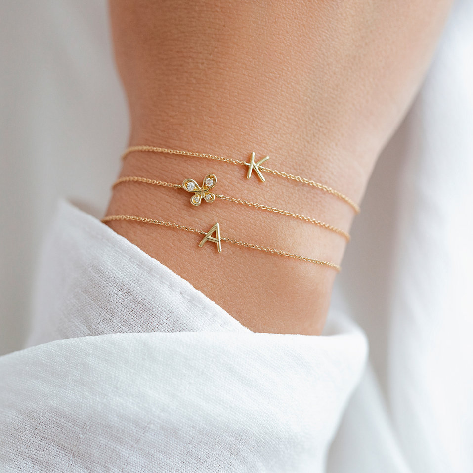 Náramok s čiernymi diamantmi Little Butterfly