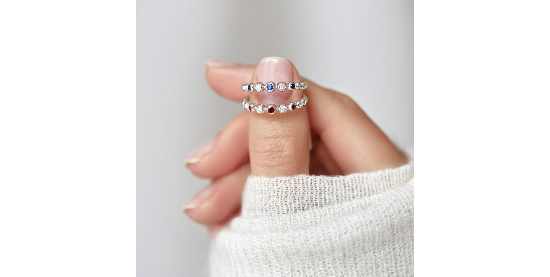 Prsteň s diamantmi a zafírmi Shiny Dots