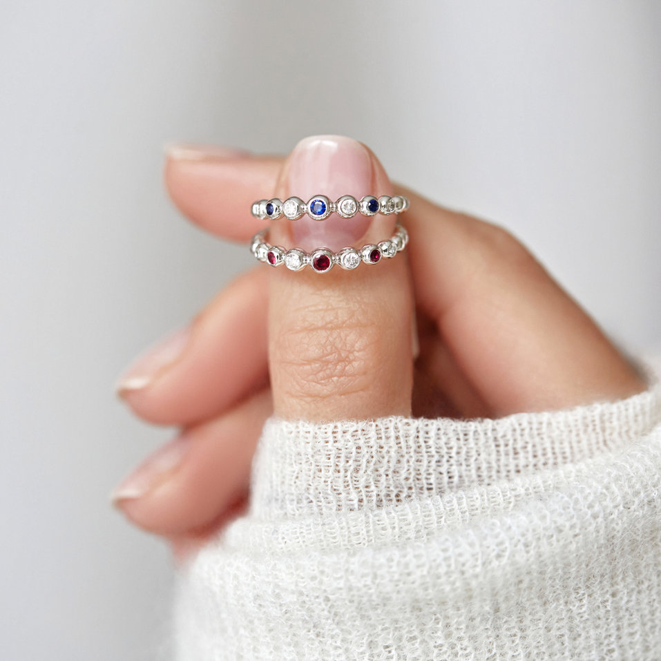 Prsteň s diamantmi a zafírmi Shiny Dots