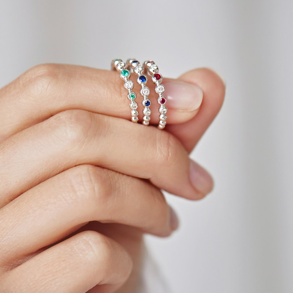 Prsteň s diamantmi a zafírmi Shiny Dots