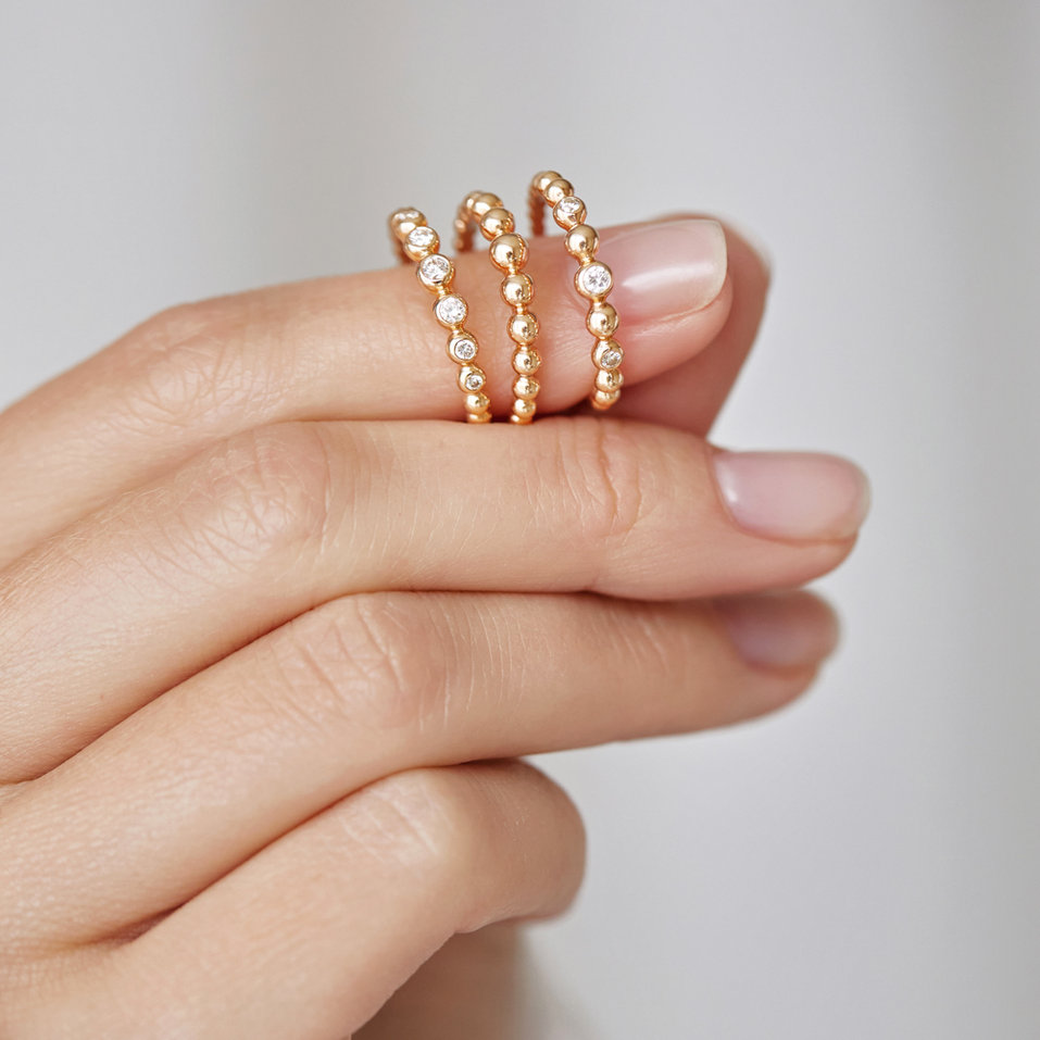 Prsteň s diamantmi a smaragdmi Shiny Dots