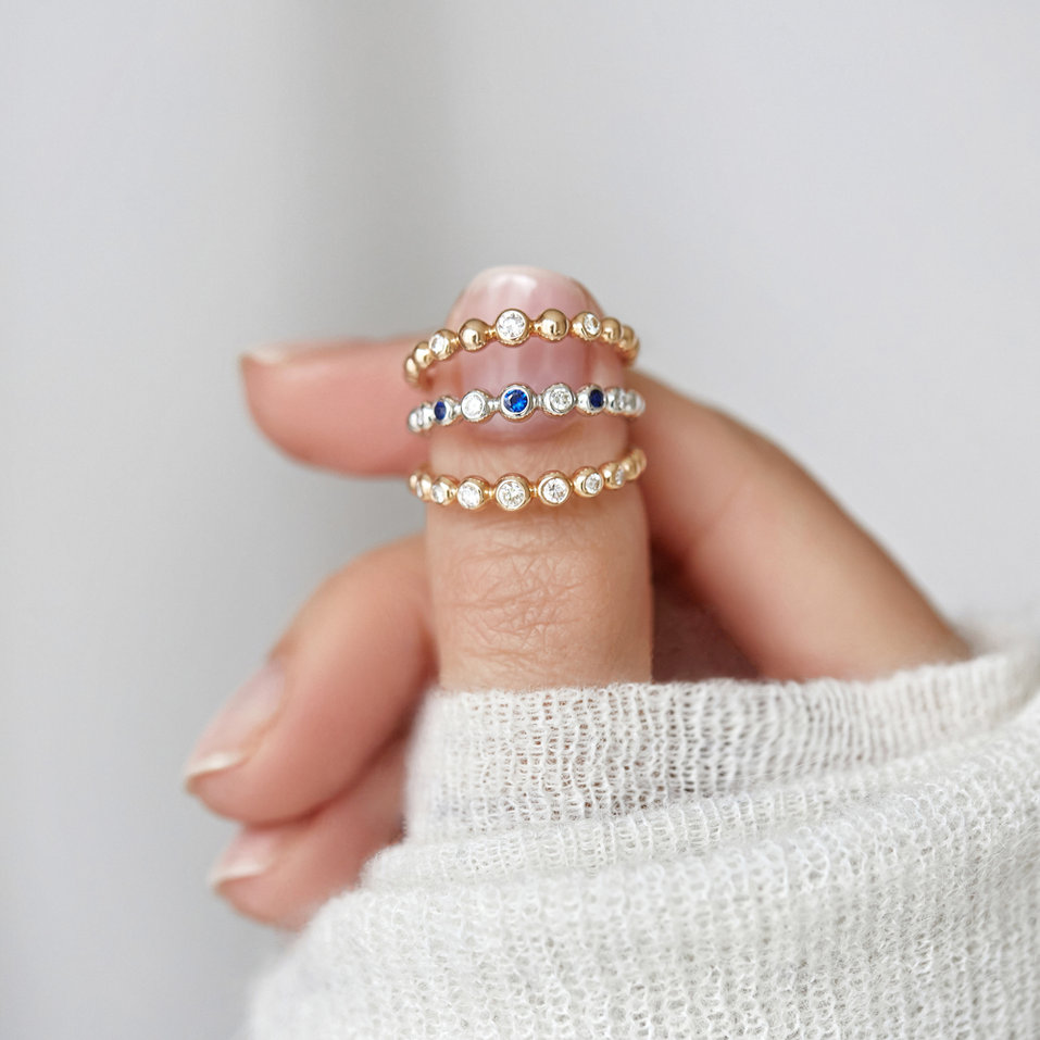 Prsteň s diamantmi a rubínmi Shiny Dots