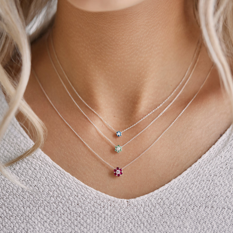 Náhrdelník s diamantom a zafírmi Shiny Constellation