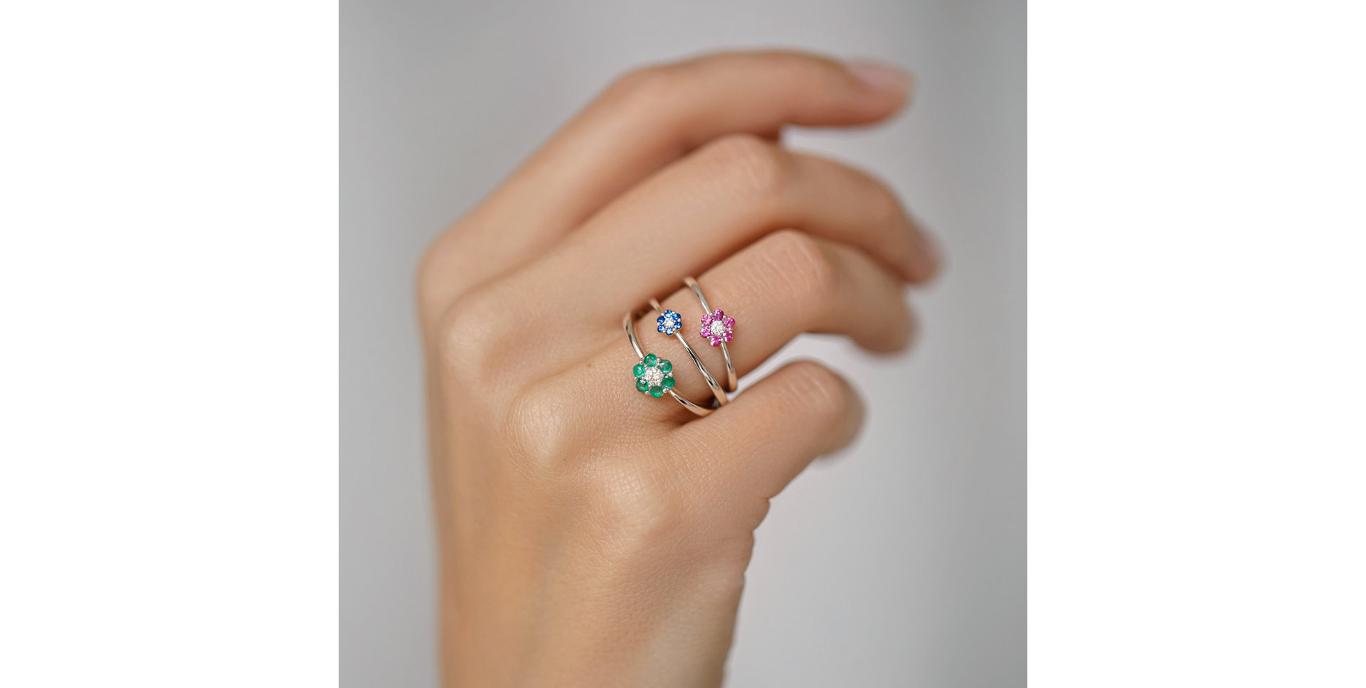 Prsteň s diamantom a rubínmi Shiny Constellation