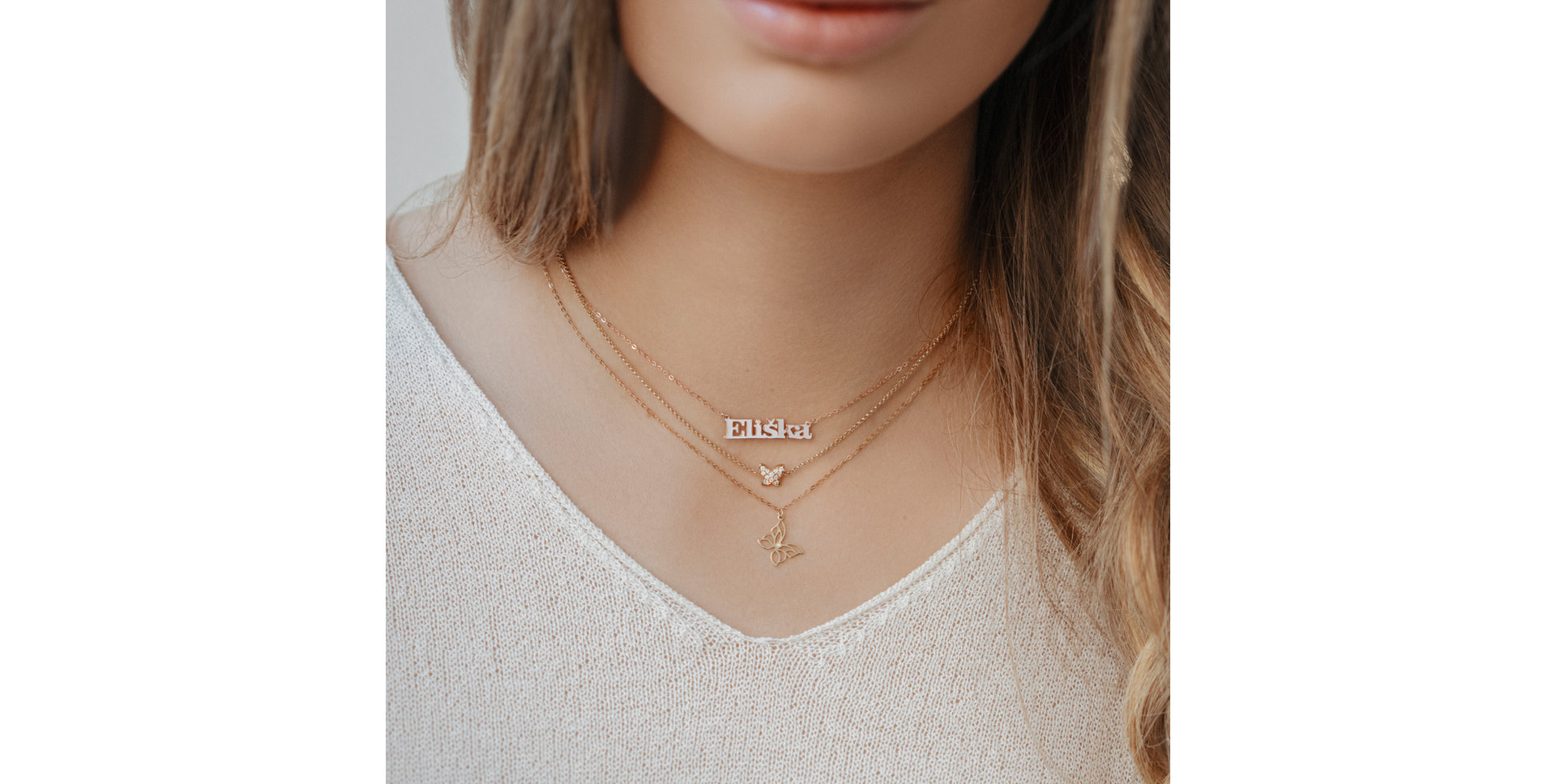 Náhrdelník s hnedými a bielymi diamantmi Star Waterfall