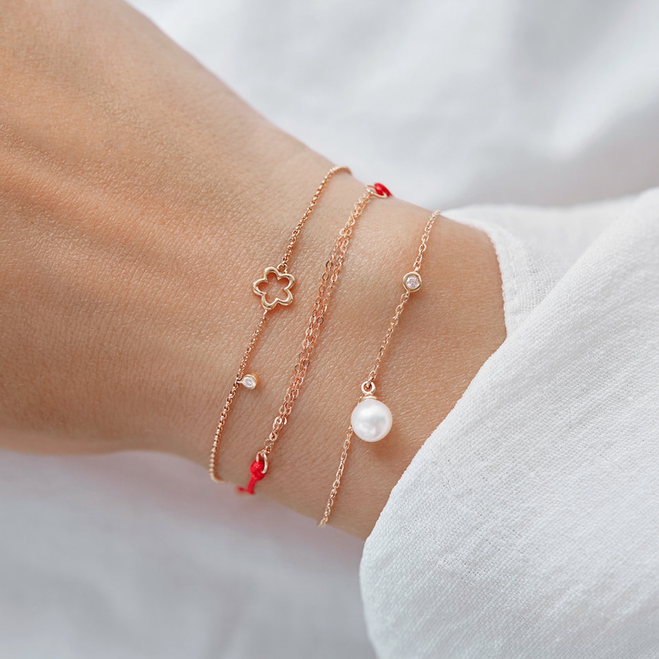 Náramok s diamantom a sladkovodnou bielou perlou Lovely Lake