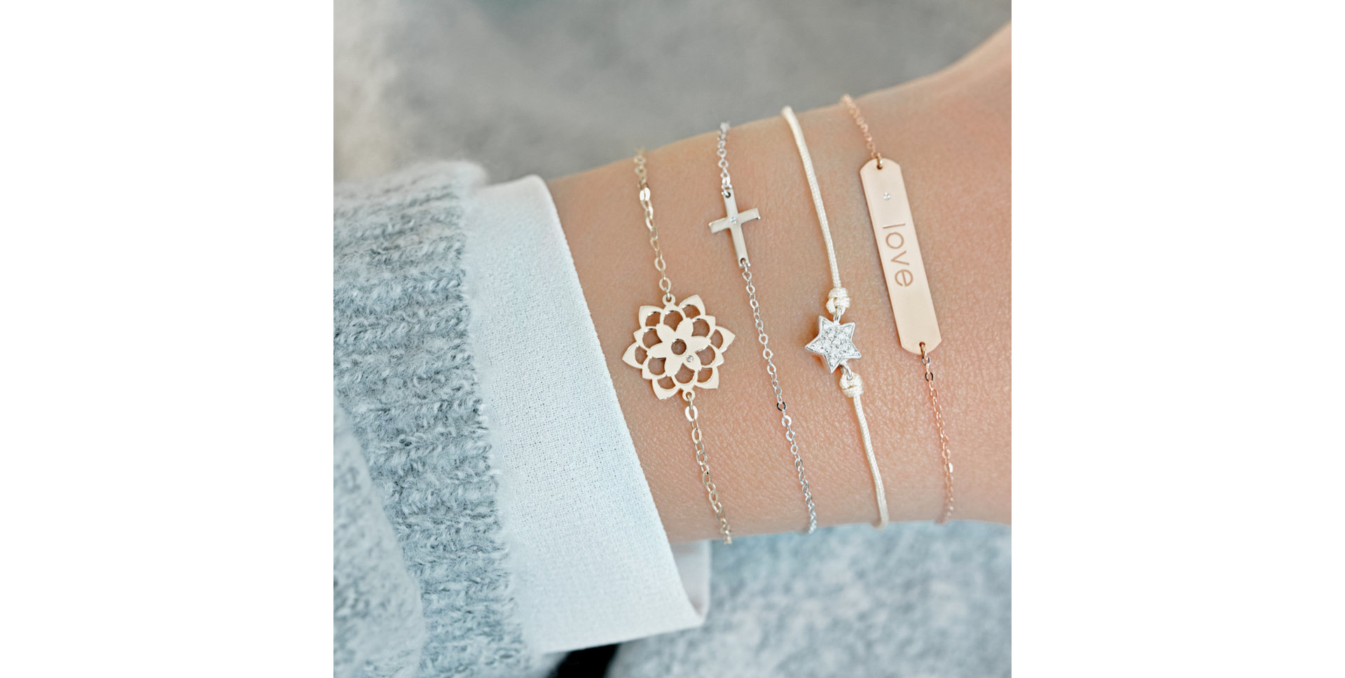 Diamantový náramok so šnúrkou Star Message