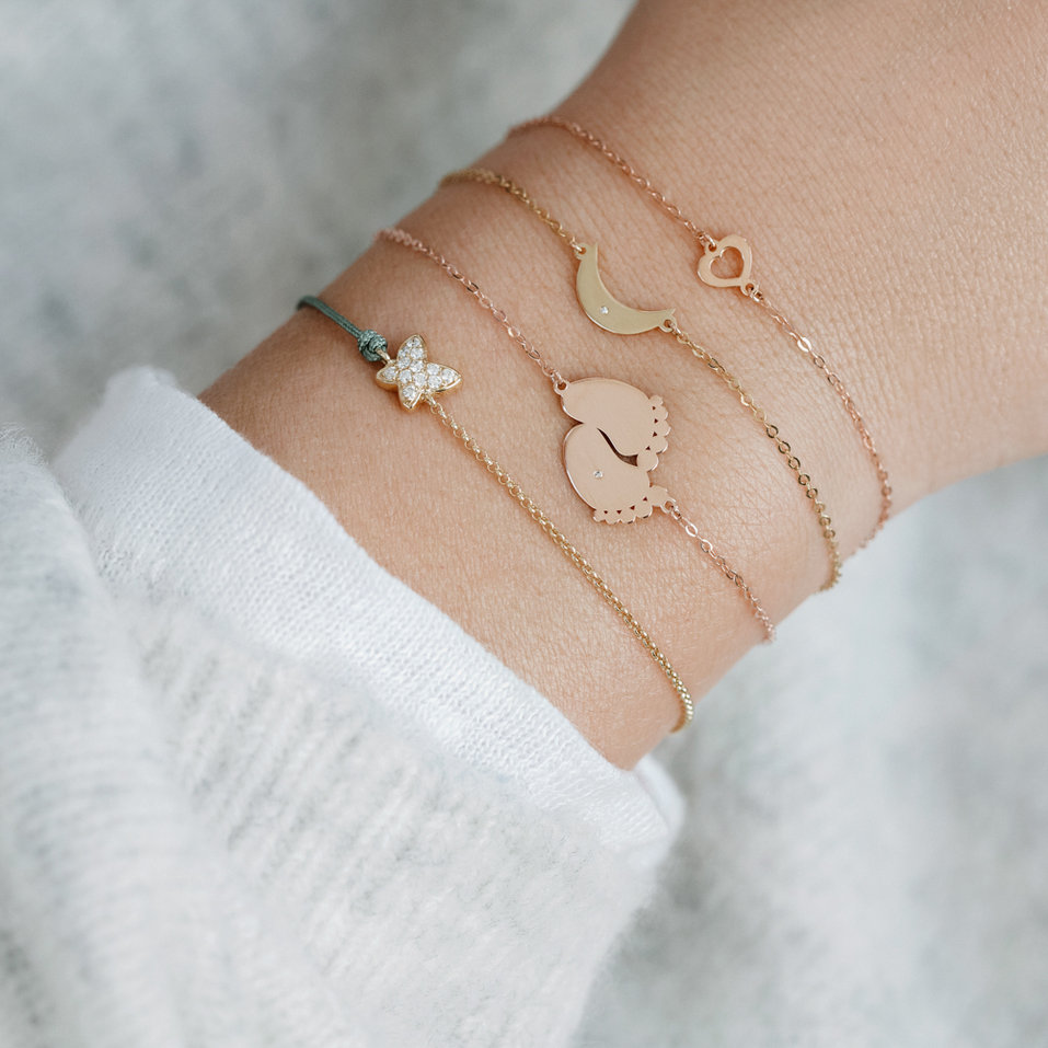 Náramok so šnúrkou a hnedými diamantmi Butterfly Secret