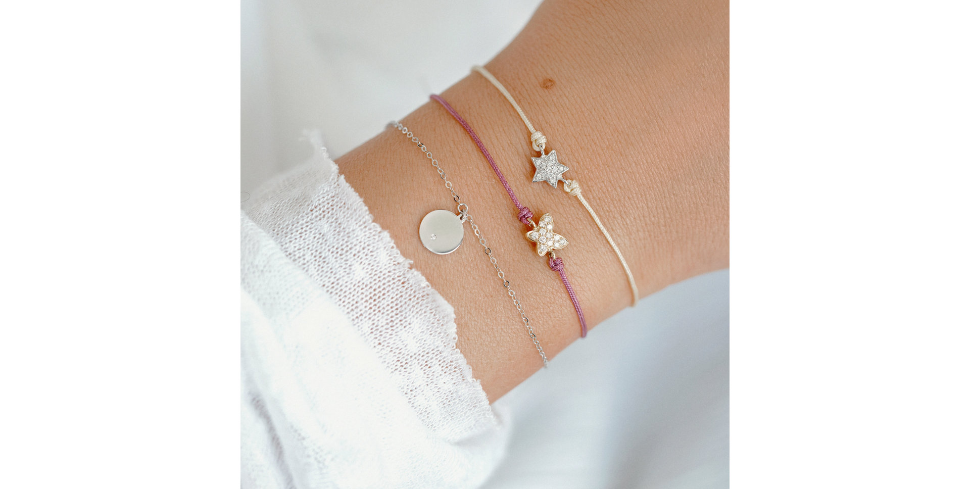 Diamantový náramok so šnúrkou Star Message