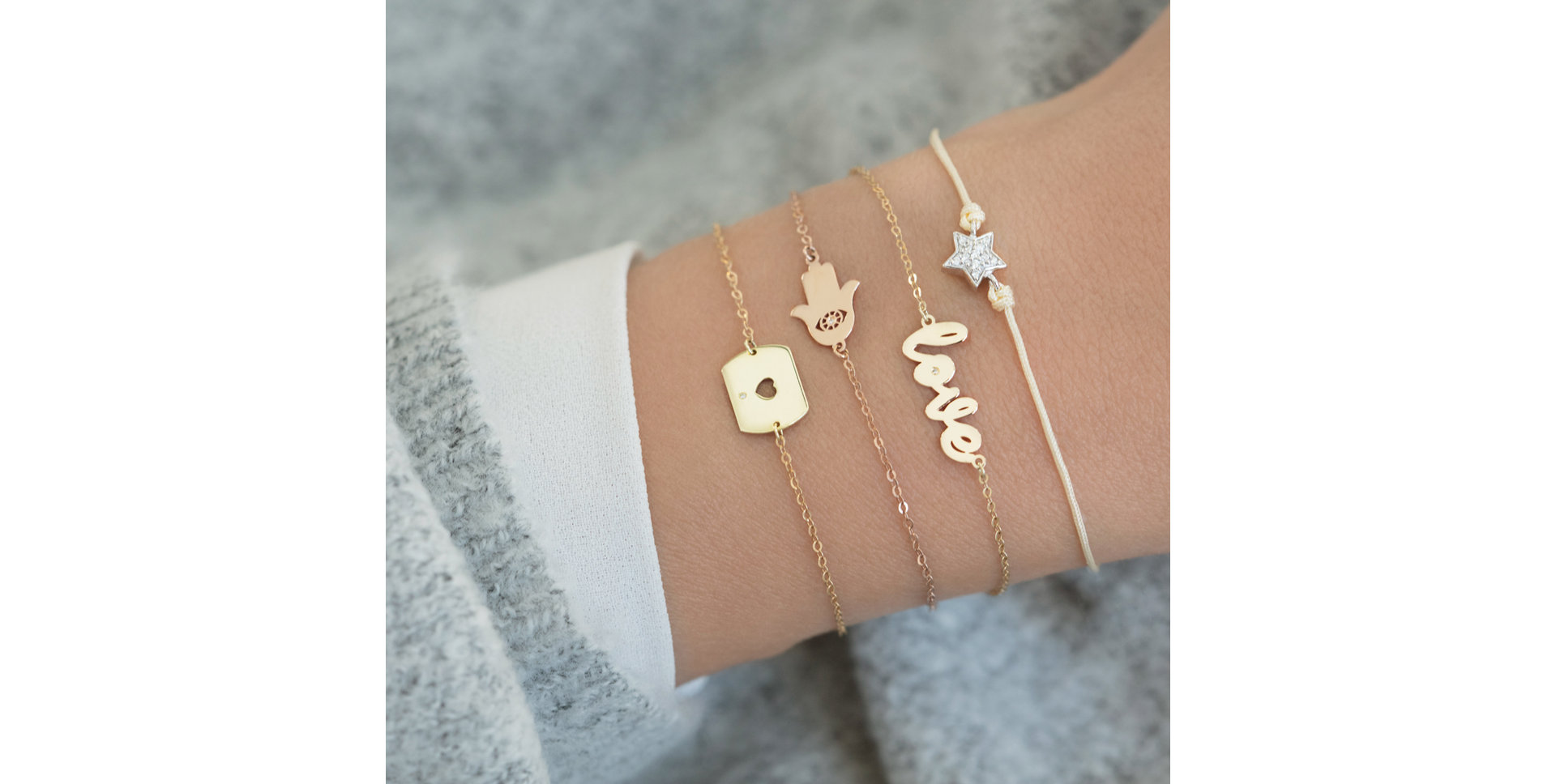 Diamantový náramok so šnúrkou Star Message