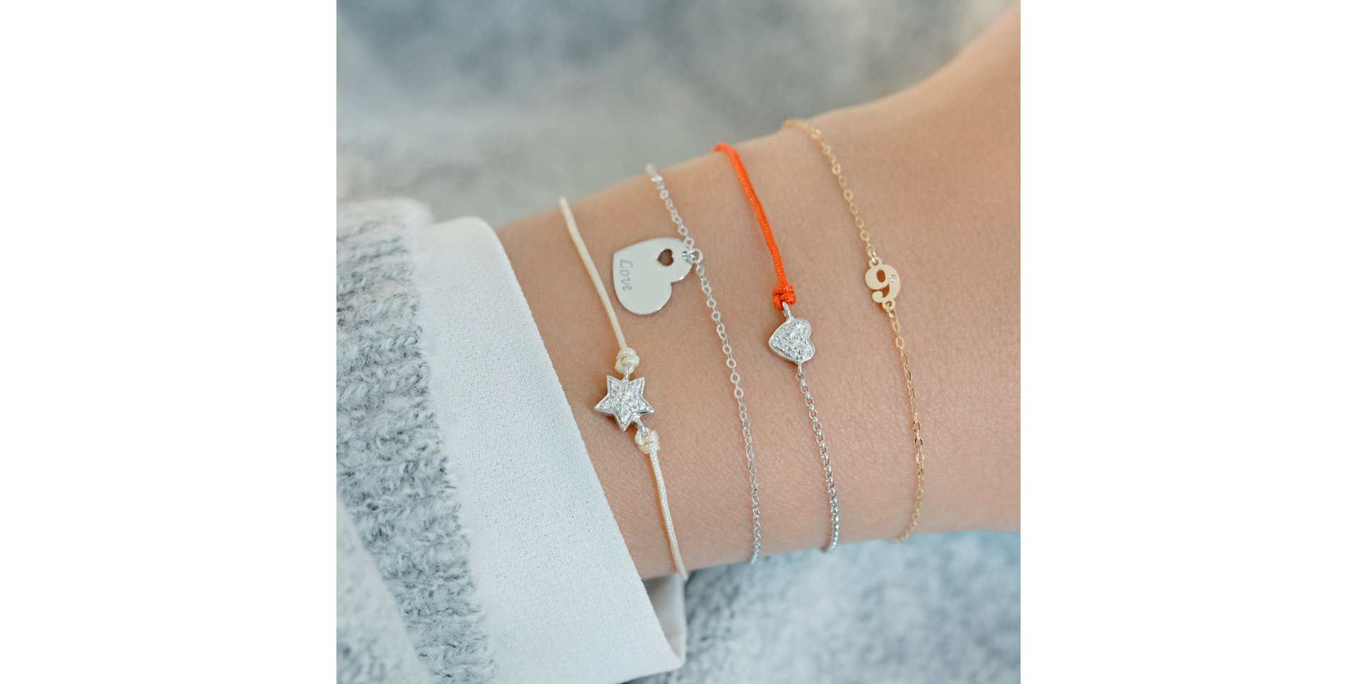 Diamantový náramok so šnúrkou Star Message