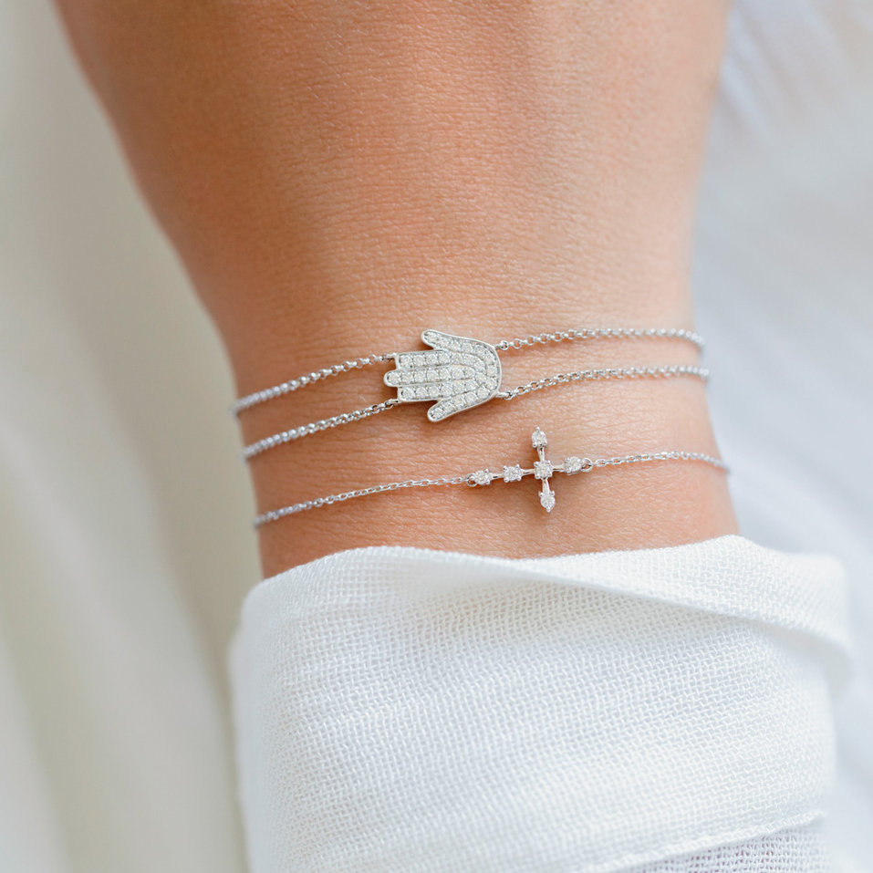 Náramok s diamantmi Hand of Fatima