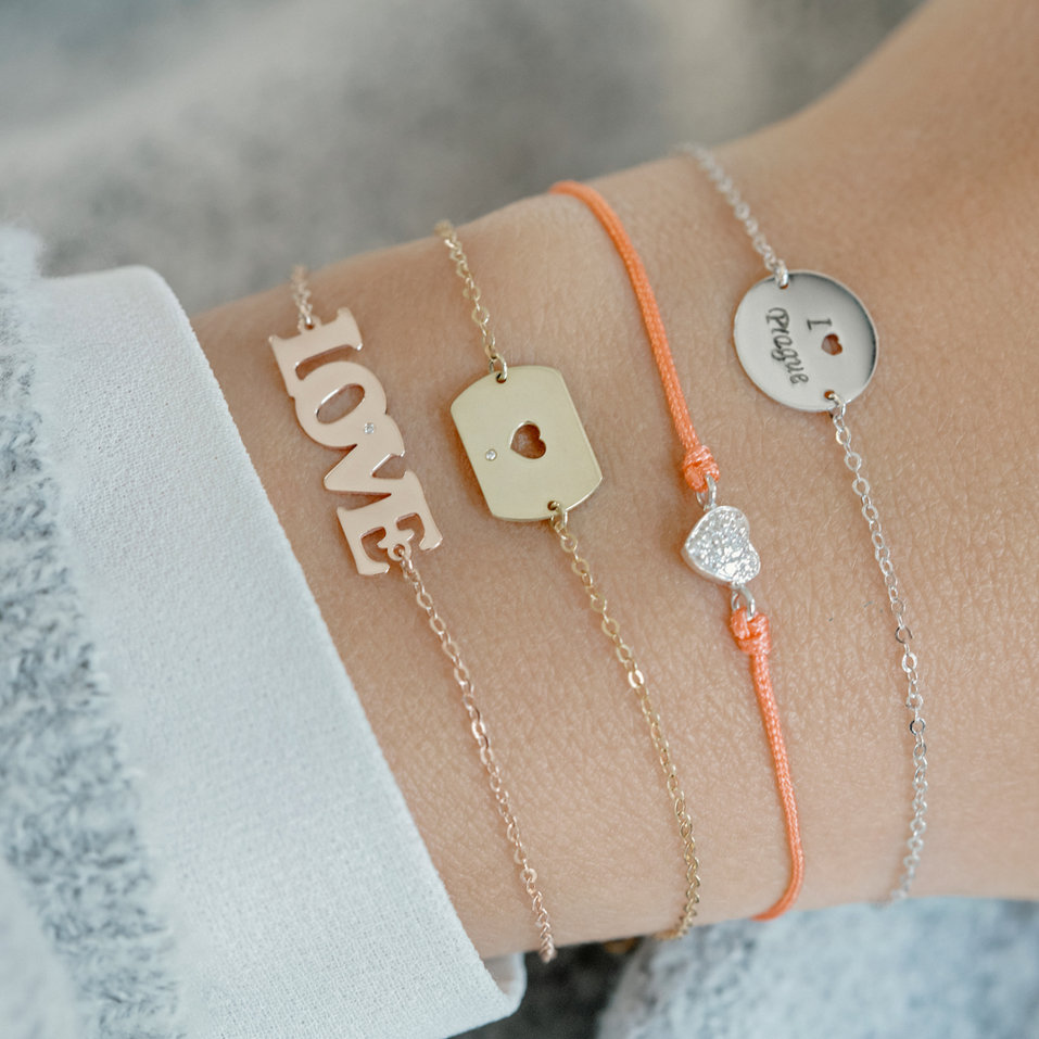 Náramok s diamantom I Love Prague