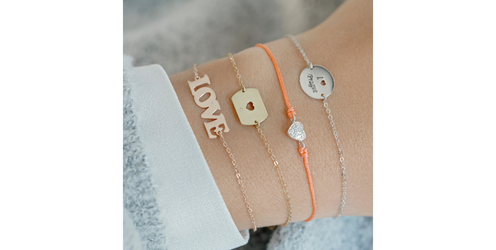 Náramok s diamantom I Love Prague