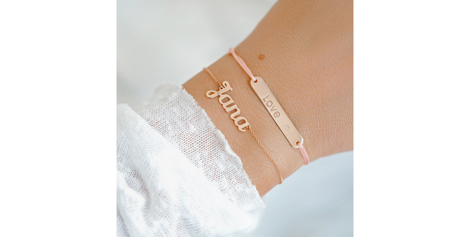 Diamantový náramok so šnúrkou Love