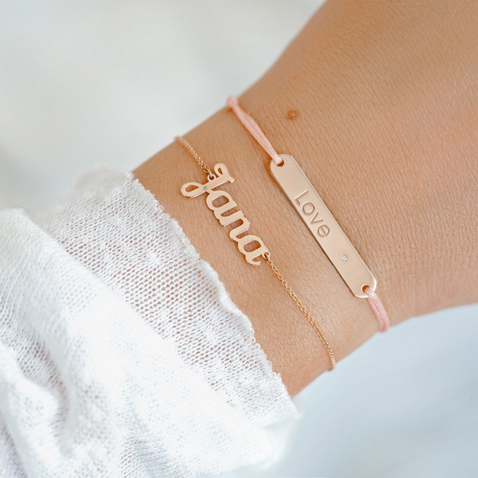 Diamantový náramok so šnúrkou Love