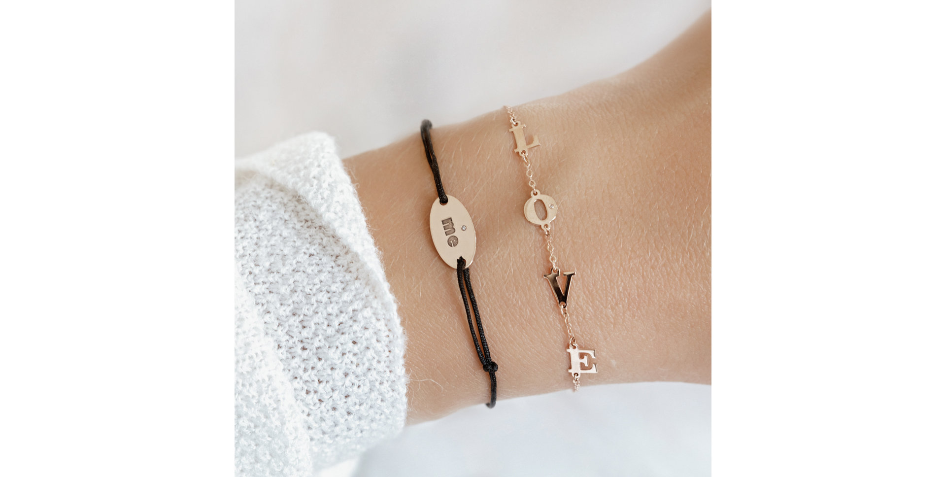 Diamantový náramok so šnúrkou Love