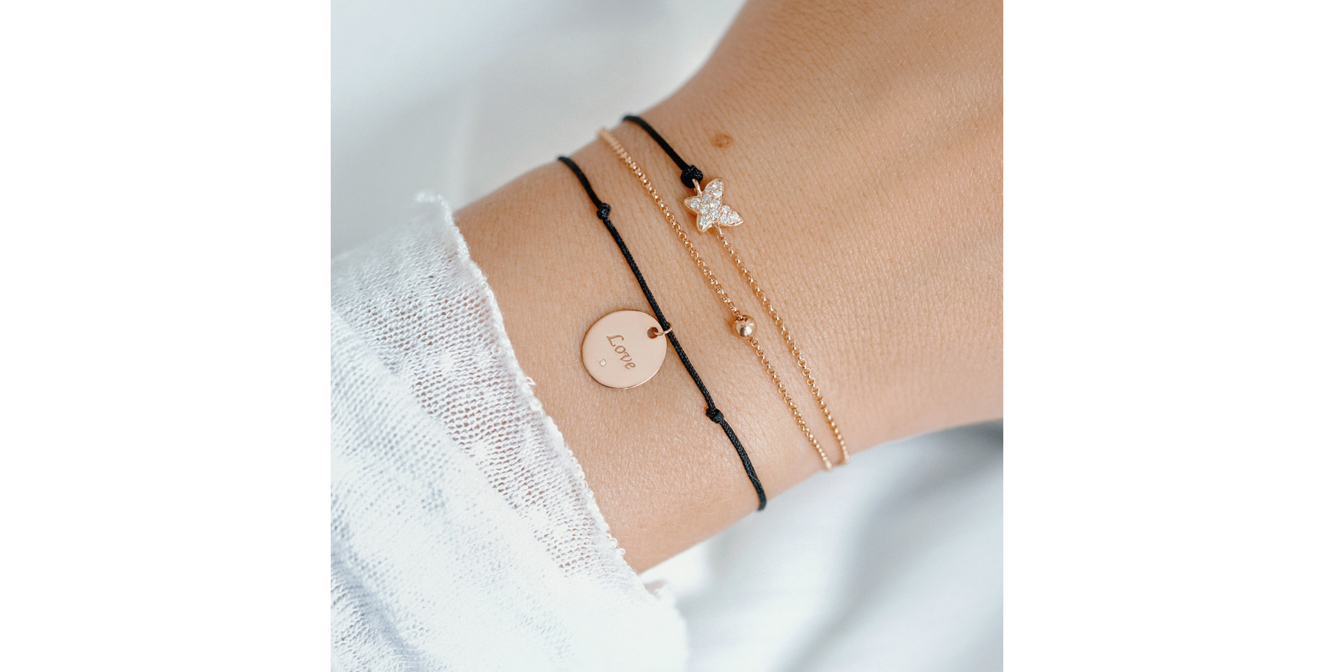 Diamantový náramok so šnúrkou Luxury Butterfly