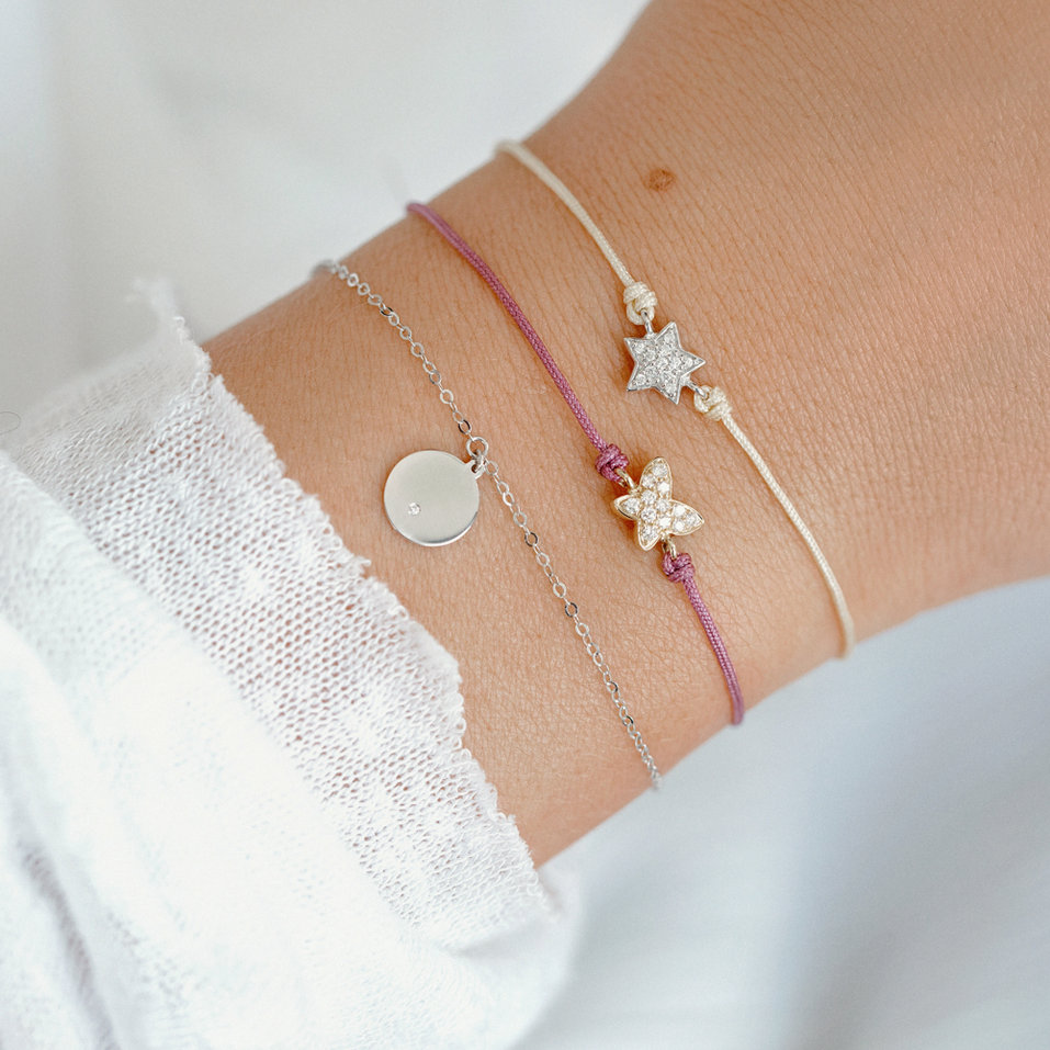 Diamantový náramok so šnúrkou Lovely Butterfly