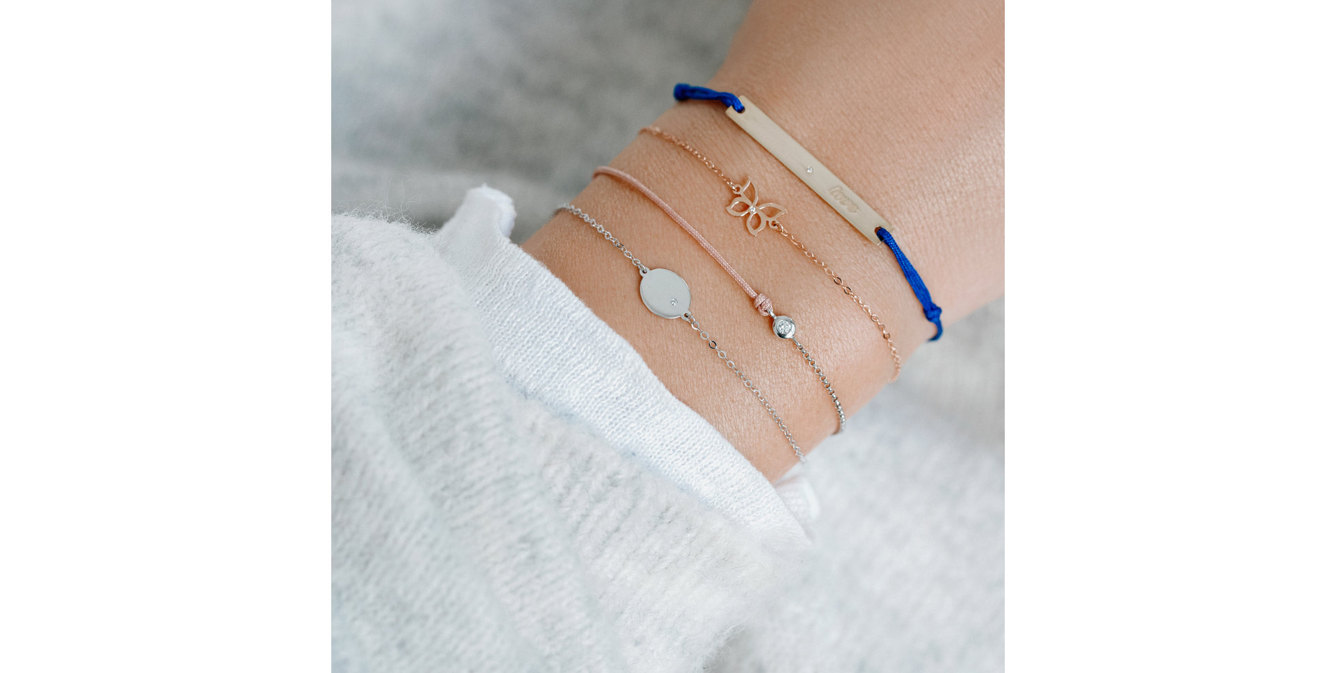 Diamantový náramok so šnúrkou Love