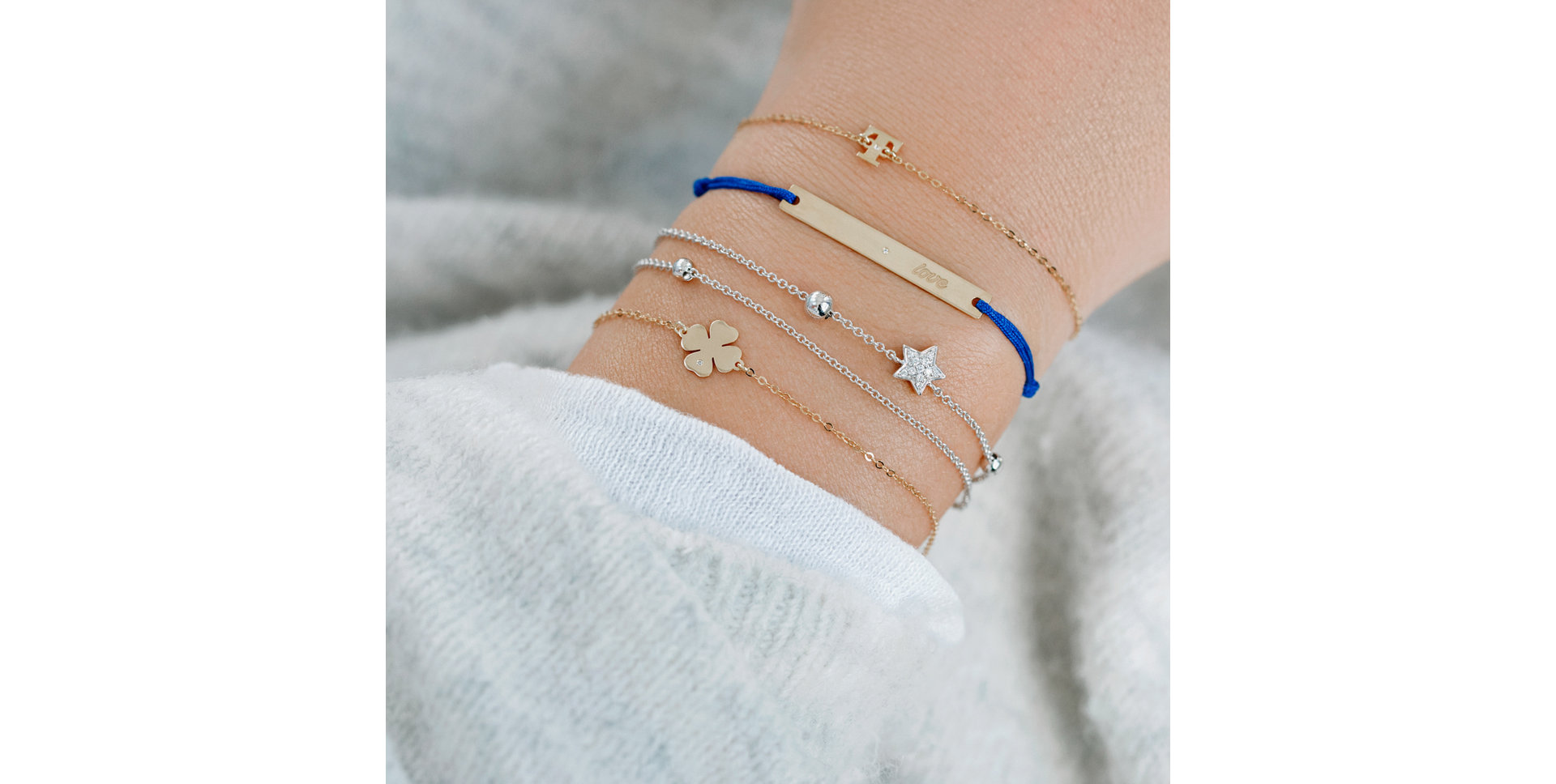 Diamantový náramok so šnúrkou Love