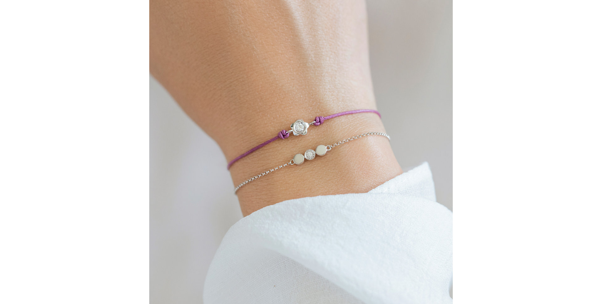 Diamantový náramok so šnúrkou Diamond Blossom