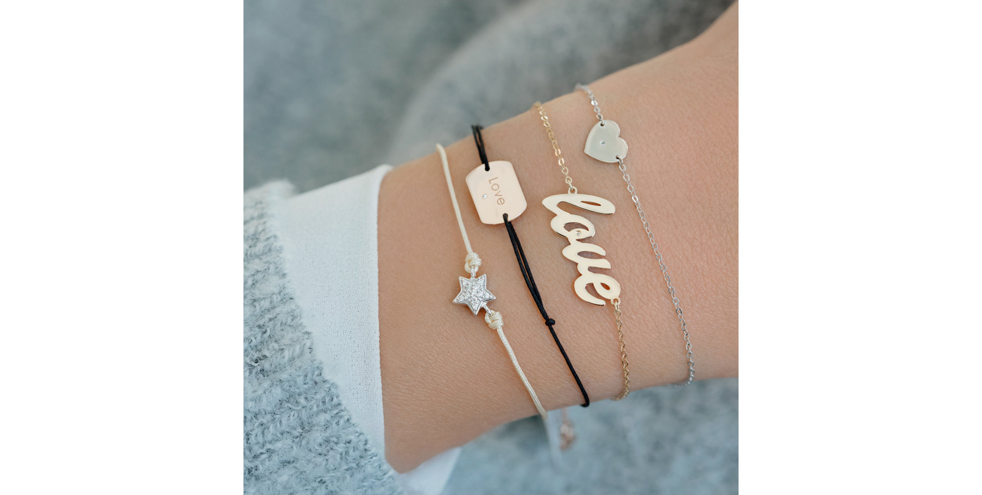 Náramok s diamantom Love