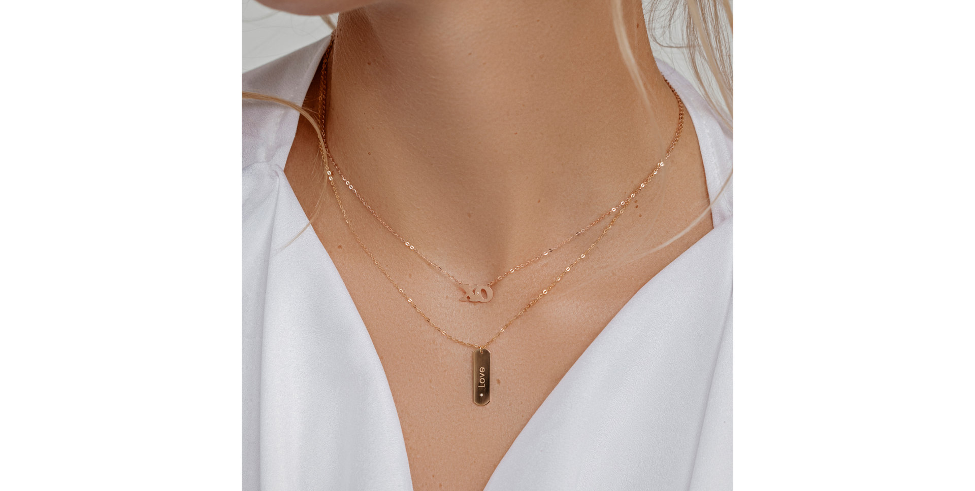 Náhrdelník s diamantom XO