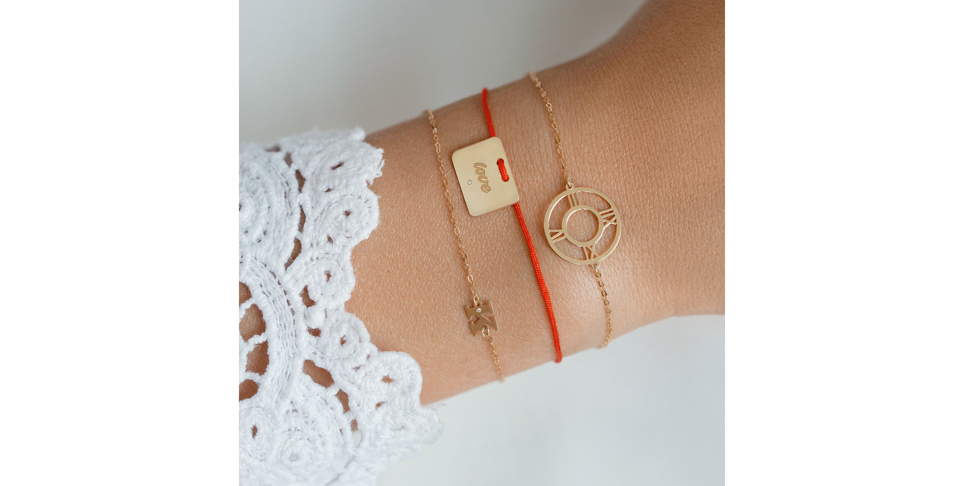 Diamantový náramok so šnúrkou Military Stamp Love