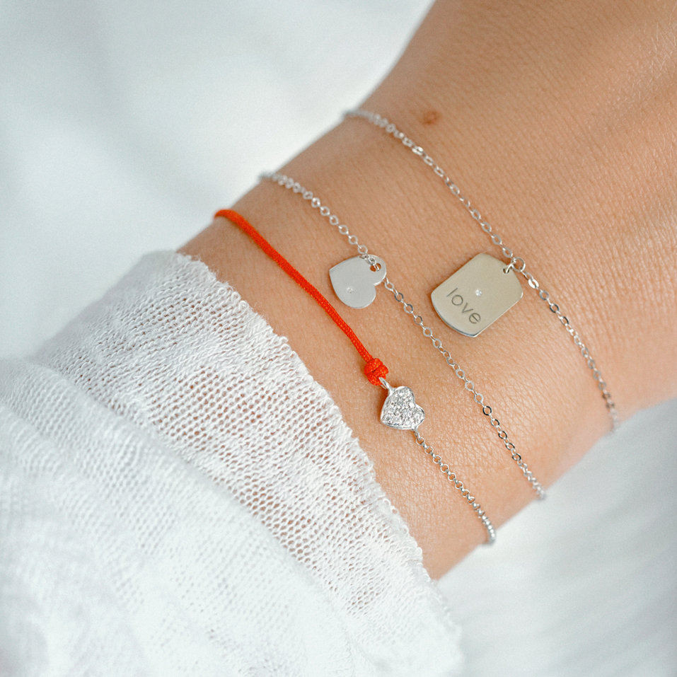 Diamantový náramok so šnúrkou Little Heart