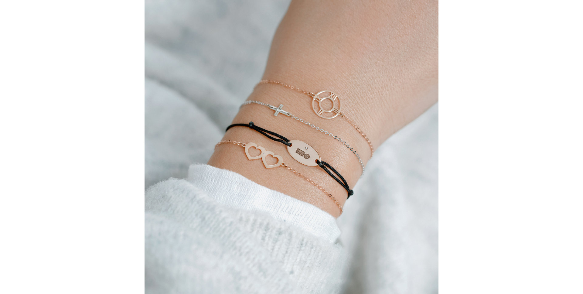 Náramok s diamantom Two Hearts