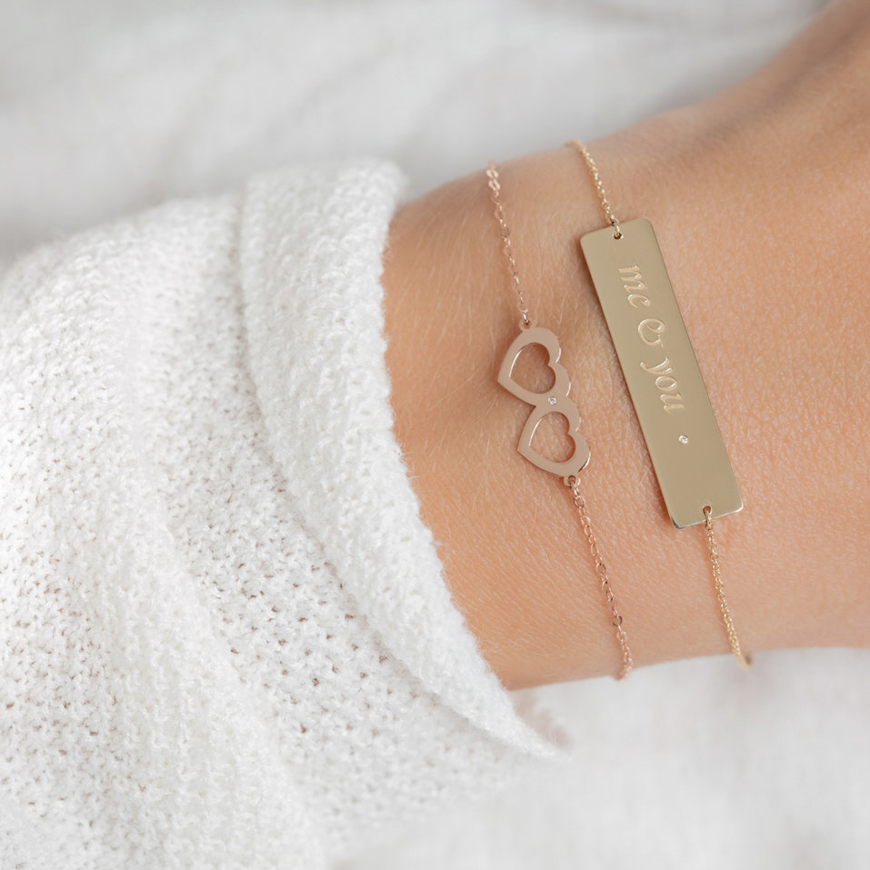 Náramok s diamantom Two Hearts