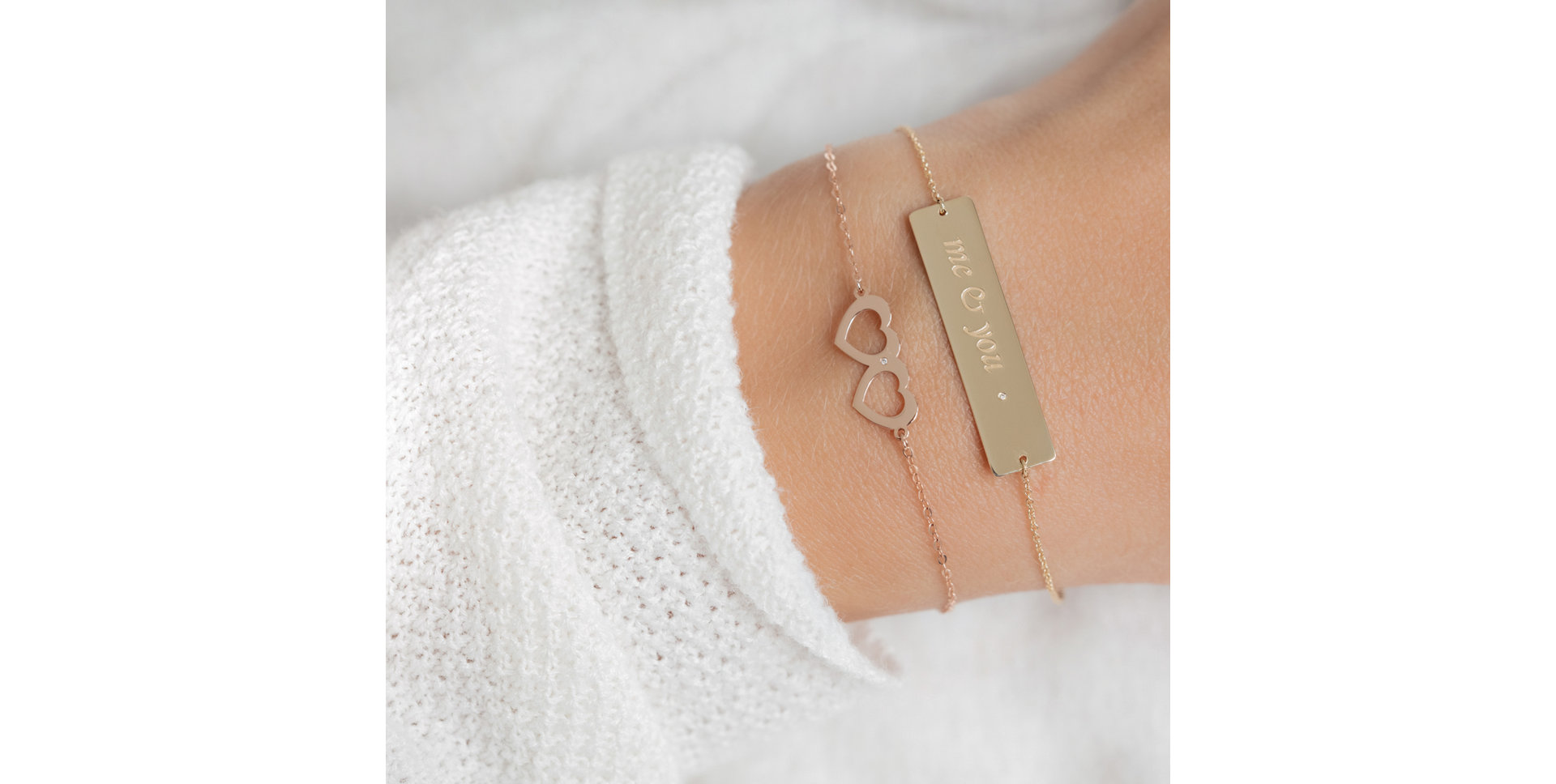 Náramok s diamantom Two Hearts