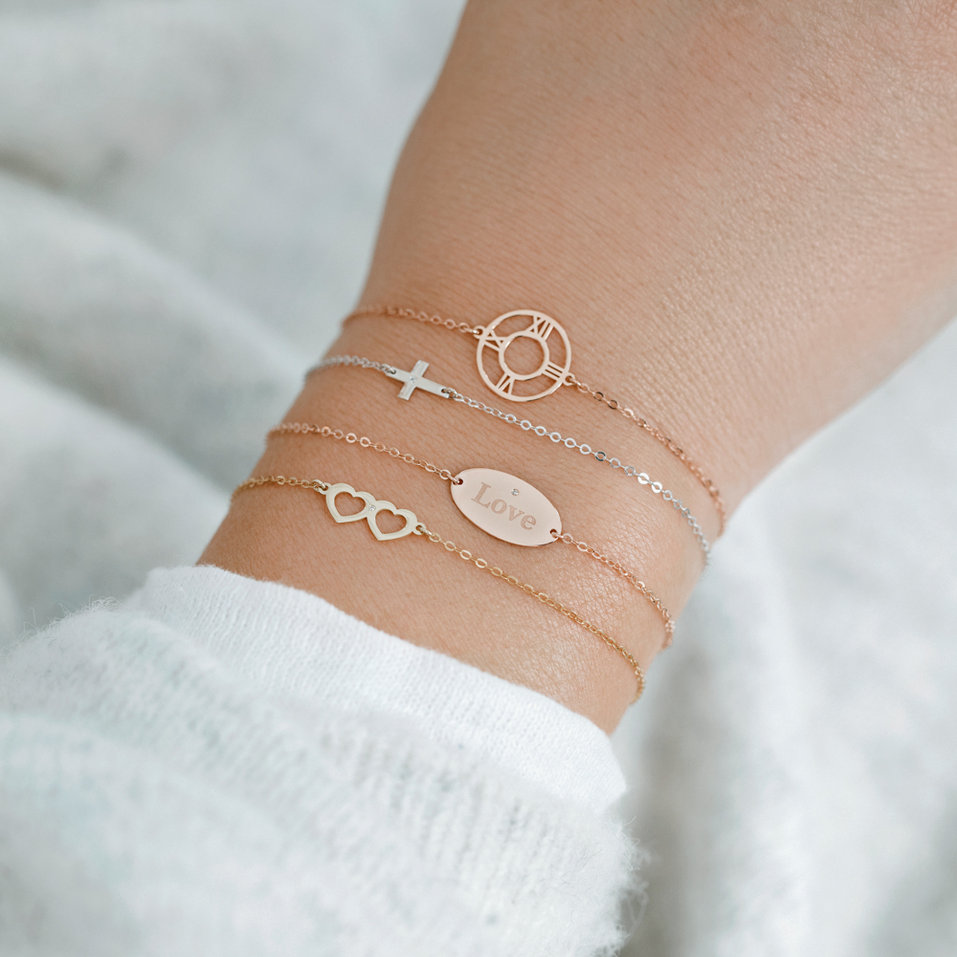 Náramok s diamantom Two Hearts