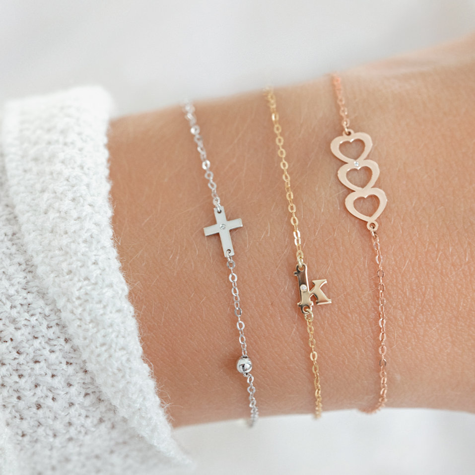 Náramok s diamantom Three Hearts