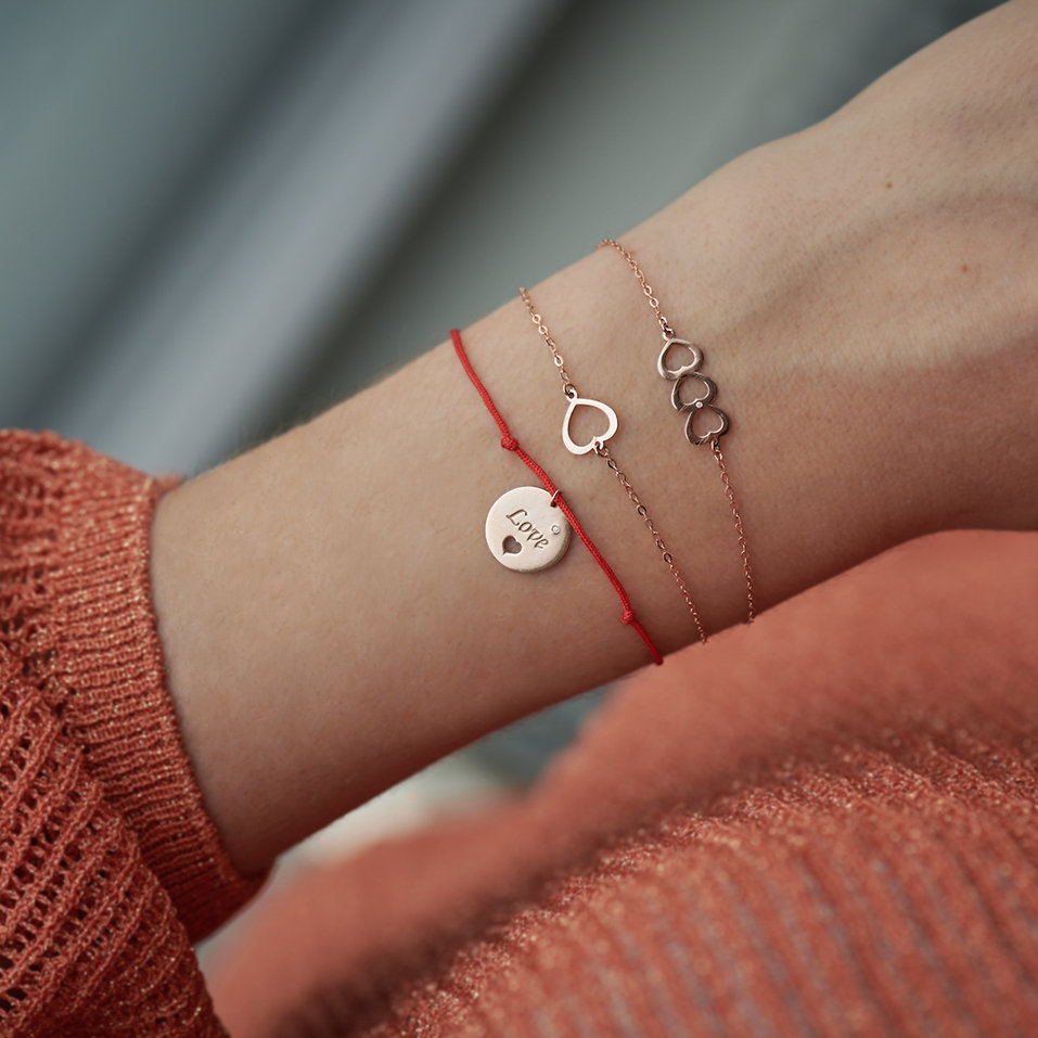 Náramok s diamantom Three Hearts