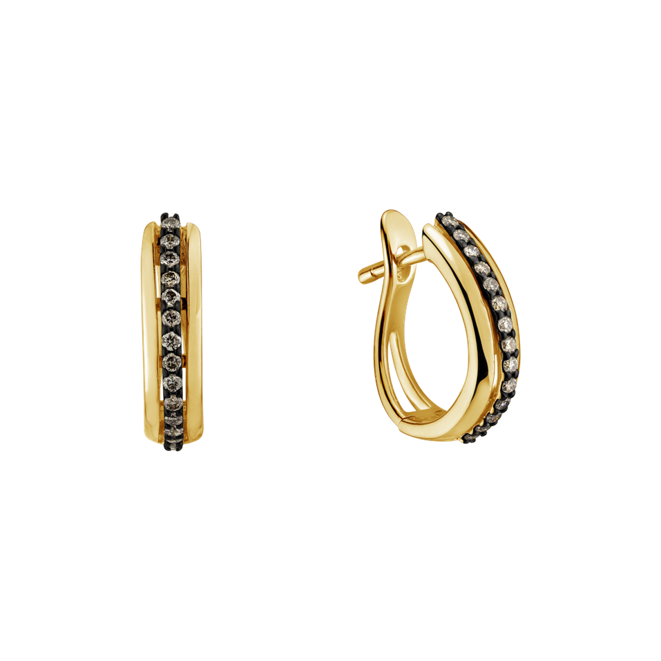 Náušnice s hnedými diamantmi Pure Soul