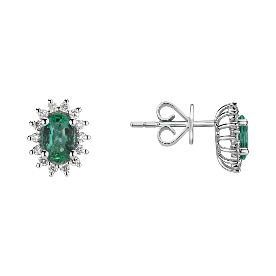 Náušnice s diamantmi a smaragdom Princess