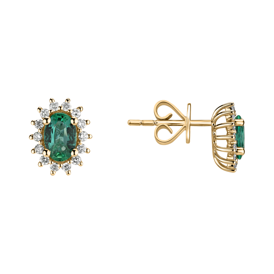 Náušnice s diamantmi a smaragdom Princess