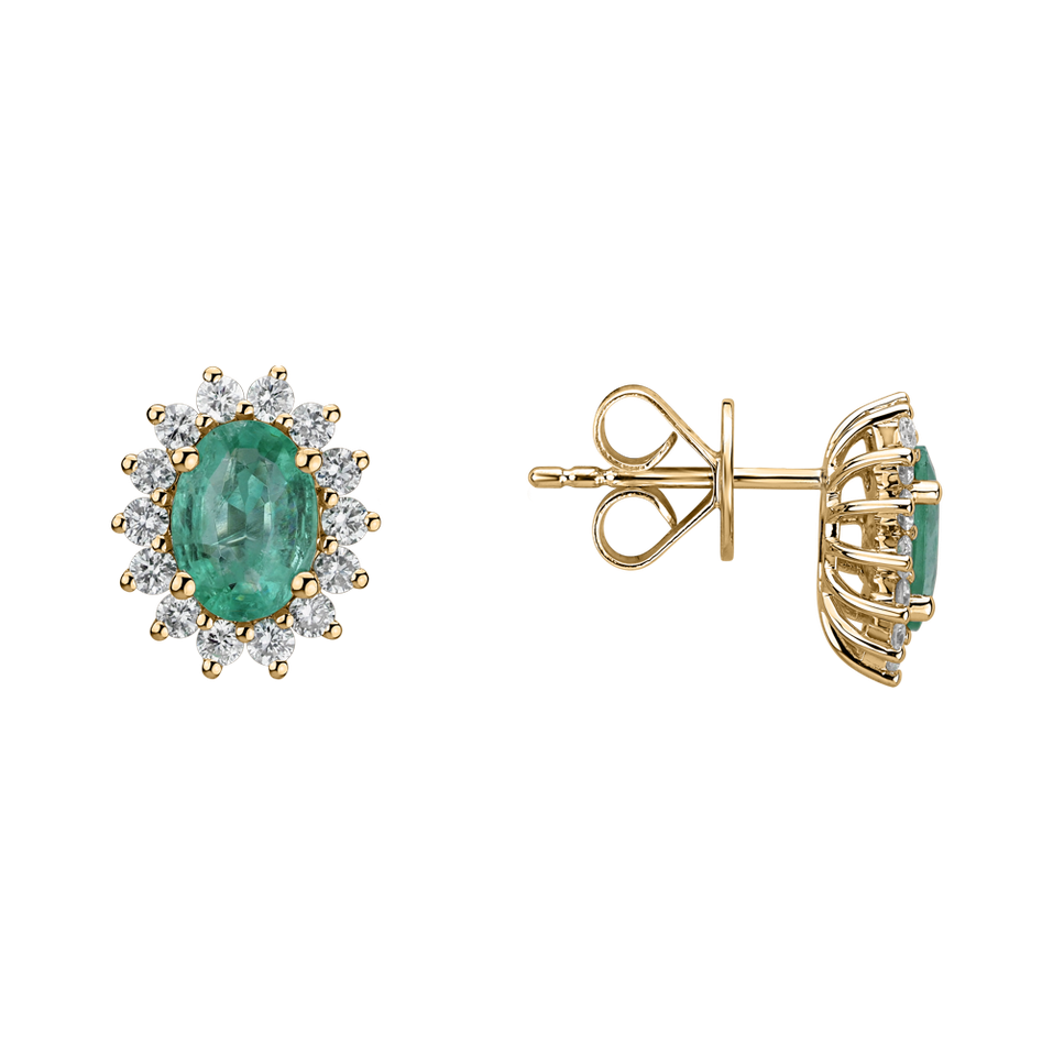 Náušnice s diamantmi a smaragdom Princess