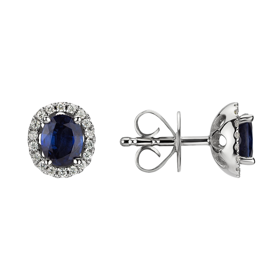 Náušnice s diamantmi a zafírom Princess