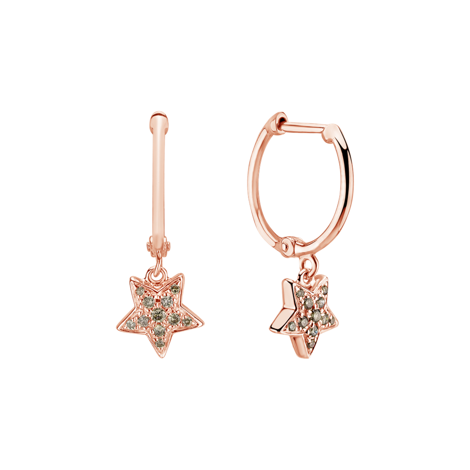 Náušnice s hnedými diamantmi Amazing Night