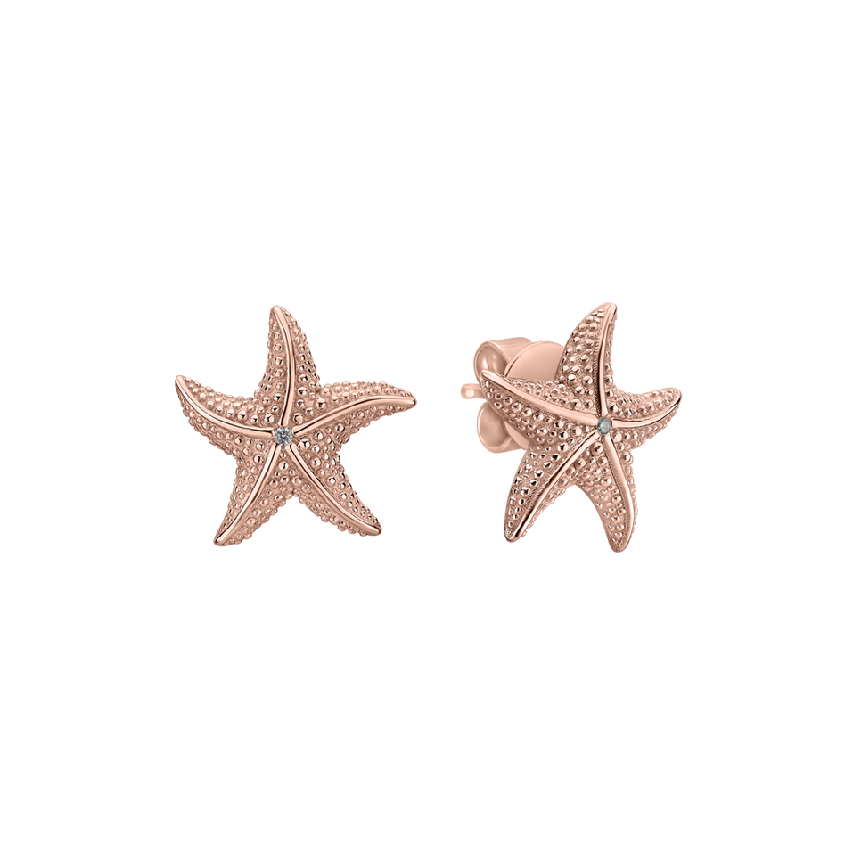 Náušnice s diamantom Glossy Starfish