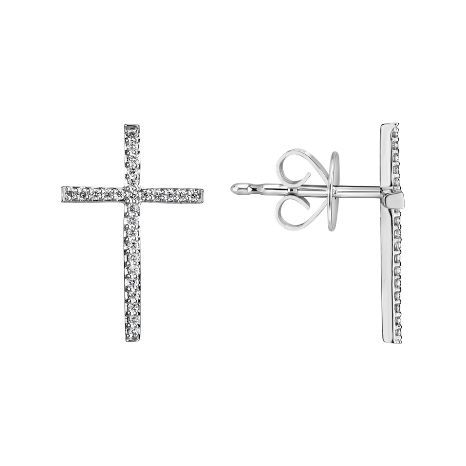 Náušnice s diamantmi Shimmering Cross