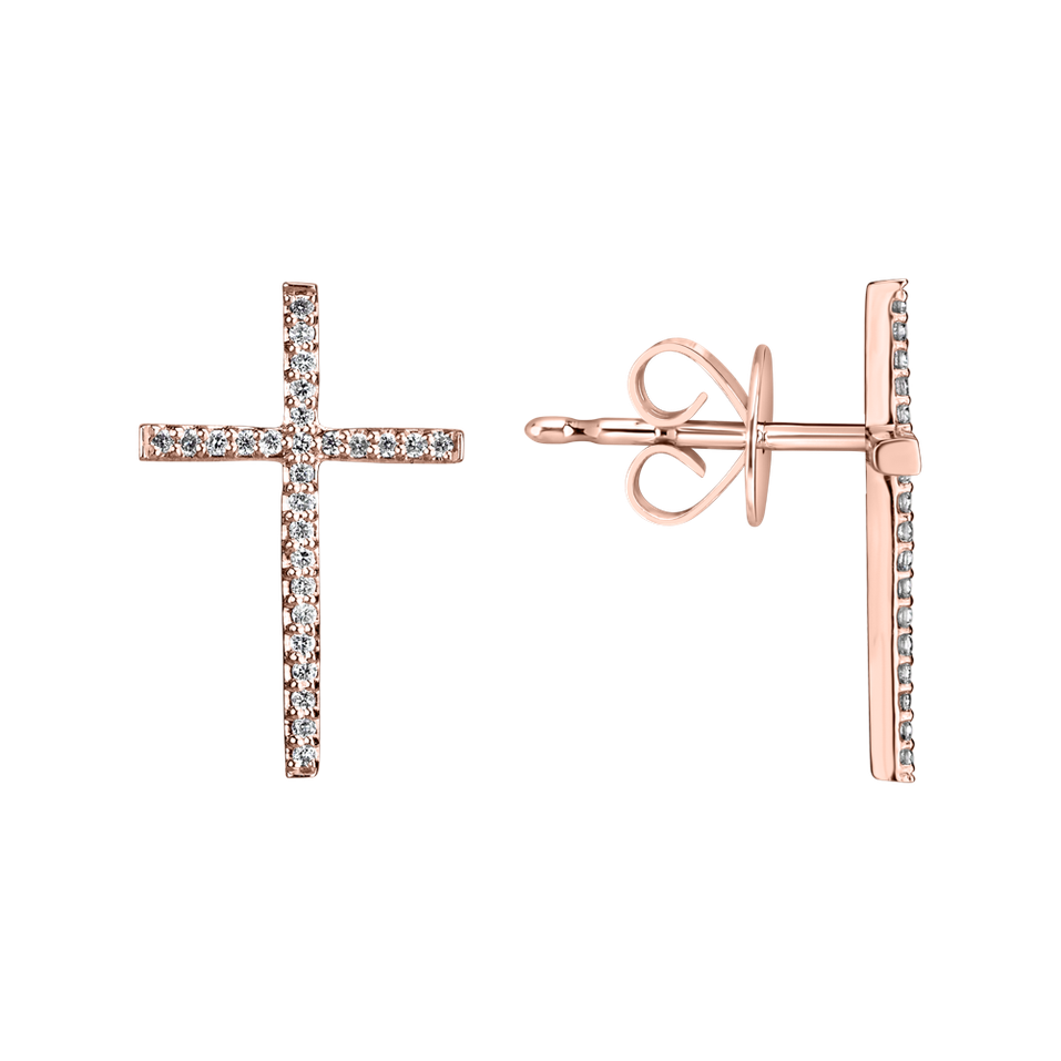 Náušnice s diamantmi Shimmering Cross