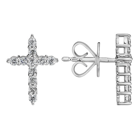 Náušnice s diamantmi Glittering Cross